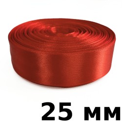 Лента Атласная 25мм, цвет Красный (на отрез) в Мурманске