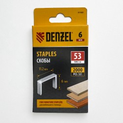 Denzel Скобы, 6 мм, для мебельного степлера, тип 53, 2000 шт. в Мурманске